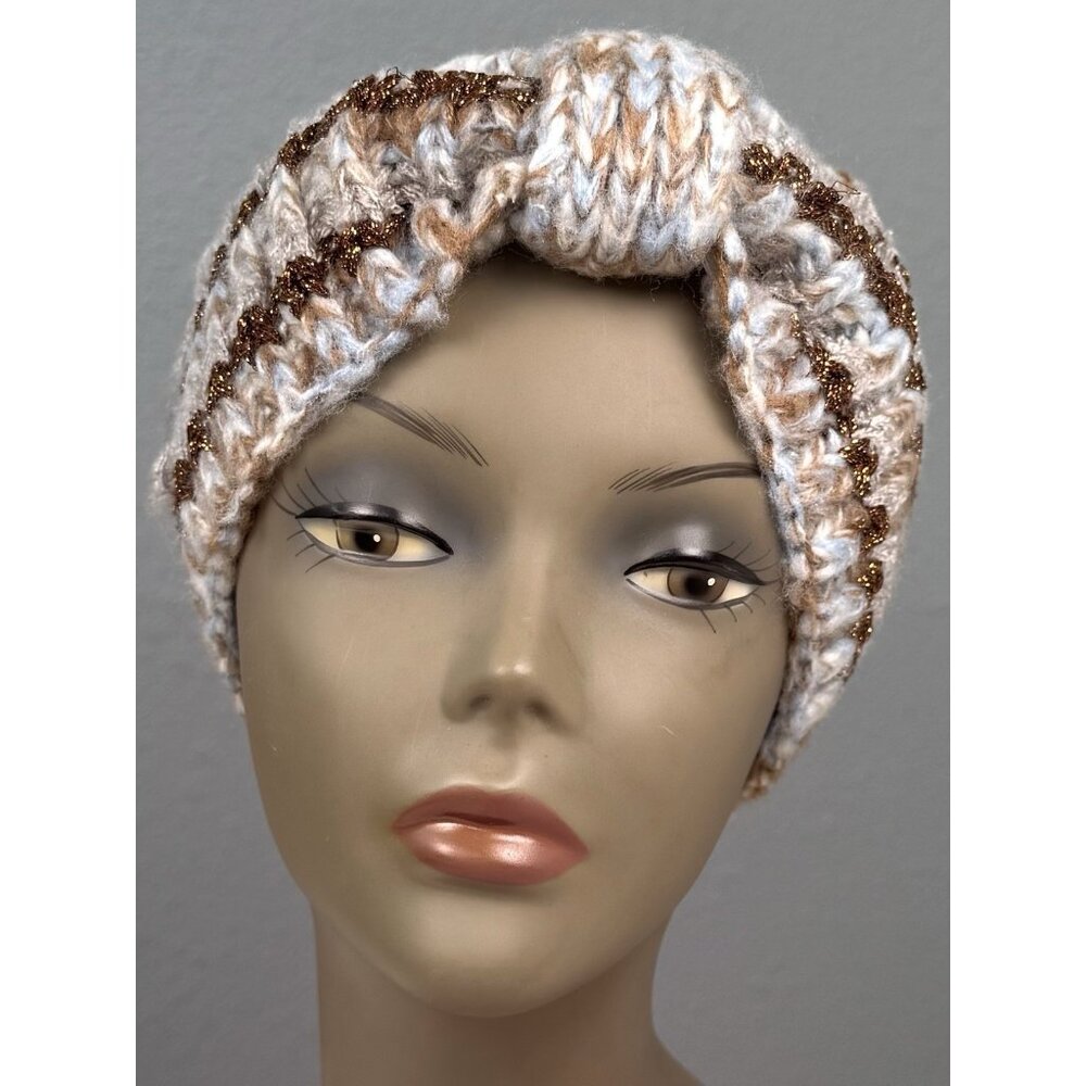 by ANTHROPOLOGIE Womens Chunky Knit HEADWRAP Turban Ear Warmer Copper Blue Beige